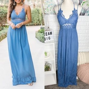 PinkLily Such A Delight Blue Lace Maxi size Medium SOLD